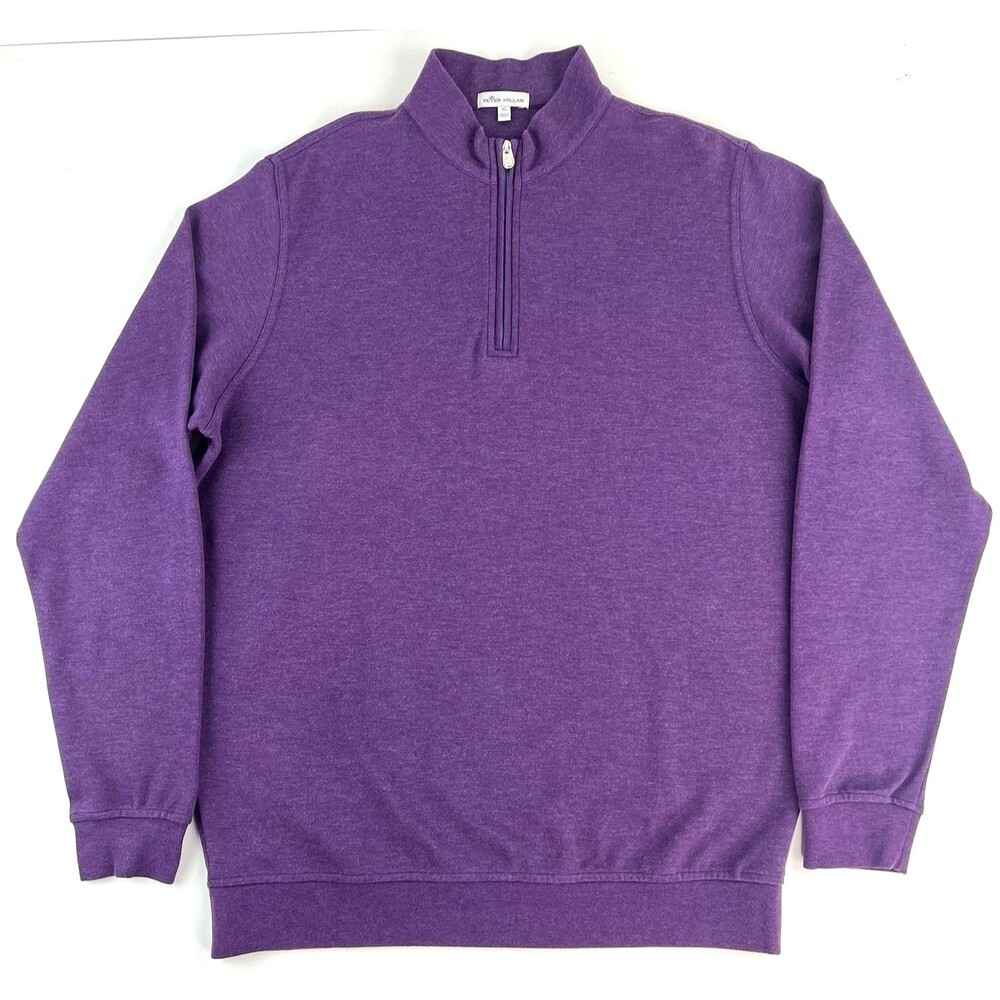 Peter Millar Crown Comfort Interlock Quarter Zip Sweater Purple LS Mens XL